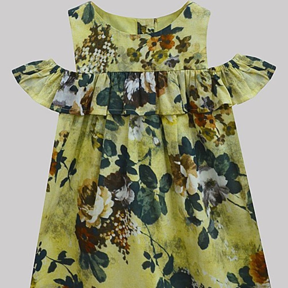 A.T.UN. Girl's Yellow & Green Floral Lucy Dress 5-6 years